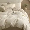 Estilo madera natural 100% lujo ligero todo algodón 60 hilos jacquard gasa de doble capa juego de cuatro piezas funda de edredón de algodón puro, sábana, ropa de cama