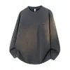 Ropa para Hombre Muqiu Camiseta de Manga Larga a Cuadros Color de Contraste Hilo Peinado Peso Pesado 280G Estilo Universitario Holgado para Hombre