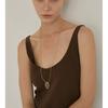 Collar Vintage Ovalado Transparente de Cristal Dorado para Cabello Natural Diseño Nicho Lujo Ligero Alto Sentido Cadena Larga de Lana