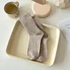 Meias Femininas Outono e Inverno Melard Caneladas Listras Verticais Versátil Estilo Japonês Macias Quentes Meia-Calça Meia de Lã Slouch