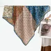 2026 Nuevo Primavera, Otoño, Invierno Cálido Bufanda Cuadrada de 90cm Bufanda Floral Estilo Coreano Calentador de Cuello de Terciopelo Chal para Mujer