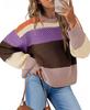 Suéteres Transfronterizos Europeos y Americanos, Suéter Pulóver de Rayas Bloque de Color Nuevo Estilo Estilo Perezoso, Top Casual de Moda Otoño e Invierno