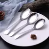 Cuchara de Acero Inoxidable, Cuchara Sopera de Fondo Plano, Cuchara para Comer Estudiante Estilo Japonés y Coreano, Cuchara Utensilio de Hotel Estilo Palacio, Cuchara Cuadrada para Cubiertos Occidentales