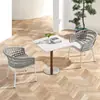 Mesa Redonda de Pizarra Impermeable y Resistente al Sol para Exteriores y Sillas para Patio, Villa al Aire Libre, Balcón de Ocio, Mesa Cuadrada, Silla de Ratán de Moda