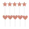 Papel con purpurina 10 estrellas amor estrella de cinco puntas inserto para tarta decoración de postre de tarta de cumpleaños inserto