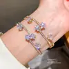 Pulsera Coreana de Resina Ins con Circonita Perla Estrella Doble Capa Moda Commute Anillo de Mano Lujo Ligero Sensación de Alta Gama Joyería de Mano para Mujeres