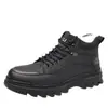 Botas de Nieve Invierno Caña Alta Forradas de Felpa Zapatos de Algodón para Hombre Cuero Suave Suela Suave Casual Zapatos de Algodón y Cuero Zapatos de Papá para Hombre Botas Cálidas