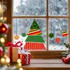 BRUP Calcomanías Estáticas Navideñas de Dibujos Animados Simples Bloques de Color Árbol de Navidad Copo de Nieve Decoración de Ventana Calcomanías para Escaparates BR2464Q