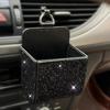 Caja de almacenamiento con certificado de diamante para coche, salida de aire acondicionado, bolsa de almacenamiento multifuncional de cuero con taladro completo para artículos diversos.
