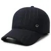 Gorra de Béisbol de Lana para Hombre Otoño/Invierno Protección para las Orejas Rayas Cálidas Visera de Pato Engrosada Protección contra el Frío Sombrero de Exterior para Personas de Mediana Edad y Mayores