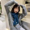 Liquidação Novo Cachecol Feminino Estilo Coreano Outono e Inverno Versátil Cor Retrô Cachecol Pequeno Cachecol de Lã Grossa Tricotada