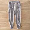 Pantalones casuales de estilo chino nuevo de primavera y verano para hombre, holgados de talla grande, pantalones de algodón y lino, pantalones de piernas harén, pantalones de lino