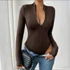 O Macacão Mais Vendido da Amazon para Outono e Inverno, Transfronteiriço, Feminino, Estilo Europeu e Americano, Manga Longa, Zíper, Slim Fit, Versátil, Tendência