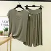Pantalones cortos de manga corta de modal para casa para mujer, conjunto fino de verano, pijama holgado de dos piezas talla grande