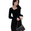 Camiseta de punto para mujer con cuello lateral coreano, parte inferior, diseño de moda, corte ajustado, suave, estilo perezoso, suéter casual pura lujuria