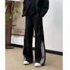 Pantalones Casuales Desestructurados con Cremallera y Tres Rayas para Hombres y Mujeres Sueltos Versátiles Deportivos Simples Modernos de Moda Pierna Recta Largos