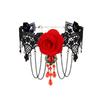 Gargantilla Diablo Lolita Encaje Flor Rosa Diseño Nicho Personalizado Halloween Collar Borla