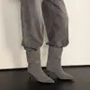 Botas Elegantes Simples Pretas de 5,5 cm na Panturrilha Nova Coleção Outono e Inverno 2026 Bico Fino Salto Agulha Botas Chelsea Botas da Moda para Mulheres