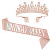 Corona de cumpleaños más vendida transfronteriza, conjunto de cumpleaños para niña, corona de diamantes de imitación para niña, cinta ritual