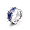 Anillo de moda de acero de titanio europeo y americano con atmósfera exagerada para hombres y mujeres, concha de plástico, anillo de acero inoxidable con diamantes