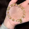 Pulseira de Cristal Branco Facetado Brilhante com Contas, Moda Tendência de Influenciador, Superfície de Corte de Bola Ábaco, Pulseira Estilo Minimalista de Luxo Leve