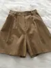 Pantalones Cortos de Algodón Lino Vintage Estilo Japonés para Mujer Verano Cintura Alta Pequeños Delgados Lino Pierna Ancha Casual Forma A Pantalones Cinco Puntos