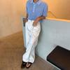 Camiseta de Punto Myq con Solapa Recortada para Hombre Verano Diseño Holgado Camisa Polo Estilo Coreano Ropa de Trabajo Estilo Old Money Mangas Cortas