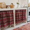 Cortina de armário pastoral estilo francês, cortina divisória de cozinha, cortina pequena decorativa para casa de temporada, cortina de porta sem perfuração para uso doméstico