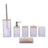 Fabricantes de capa de bambu de diamante de plástico para banheiro, atacado, lavagem de cinco peças, copo de gargarejo para banheiro, conjunto de cinco peças para copo de dente
