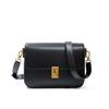 Bolso Bolso de Mujer Nuevo Primavera y Verano Cuero Vacuno Hombro Bolso Tofu Hebilla de Bloqueo de Alta Gama Cruzado Cuero Axilar Bolso Cuadrado Pequeño