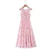 Vestido Feminino Elegante de Moda 2026 Novo, Quadrado, Cintura Elástica, Emagrecedor, para Férias na Praia, Europeu e Americano, Transfronteiriço