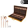 Amazon Acero Inoxidable Vajilla Portuguesa 36 Piezas Transfronterizo Caja de Madera Dorada 4 Piezas Principales Hotel Comida Occidental Cuchillo, Tenedor y Cuchara
