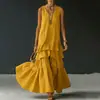 Roupas femininas para comércio exterior europeu e americano de 2026, nova coleção de verão, design versátil para o dia a dia, saia longa tipo bolo de cor sólida