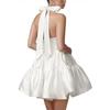 Vestido de Novia Satinado Ligero Amazon Nuevo Estilo 2026 Espalda Descubierta Falda Corta Línea A Vestido para Fiesta de Banquete Cumpleaños