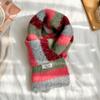 Bufanda de lana tejida estilo universitario a rayas en contraste estilo coreano para mujer, otoño e invierno cálida, combina con todo, bufanda de lana para pareja