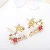 Pendientes de bricolaje con forma de estrella de cinco puntas y corazón, chapados en oro real de 14 quilates con incrustaciones de circonitas, accesorios de joyería