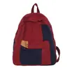 Mochila para mujer estilo retro japonés, lona lavada, bloques de color, con efecto de caída, mochila casual para estudiante
