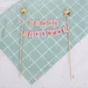 Bandera pancarta Cinco estrellas doradas bandera feliz cumpleaños decoración de pastel bola peluda bandera triangular feliz cumpleaños