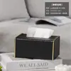 Caja de almacenamiento de pañuelos de cuero para habitación de negocios, caja de pañuelos con sello dorado de hotel, caja de almacenamiento de pañuelos de cuero para habitación de negocios