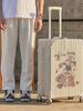 Maleta 2026 Maleta de Viaje de Cuero con Ruedas para Hombres y Mujeres Estudiantes, Marco de Aluminio, Gran Capacidad, Duradera, Diseño Impreso, Maleta de Mano Moderna con Estampado