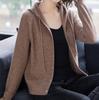 Cardigã de Tricô para Mulheres 2025 Primavera e Outono Novo Estilo Coreano Casual Solto Cor Lisa Jaqueta Suéter com Capuz para Fevereiro e Agosto