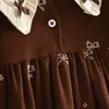 Nuevo Vestido de Manga Larga para Bebé Niña de Primavera y Otoño con Cuello de Muñeca, Lazo Lindo y Diseño Bordado, Artículo Popular Transfronterizo