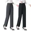 Pantalones mom hechos a medida, nuevos pantalones rectos de cintura alta para primavera y otoño para mujer, pantalones grises holgados casuales de talla grande para mediana edad y personas mayores