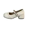 Lindos Sapatos Mary Jane de Salto Alto com Pérolas para Mulheres, Novidade Outono 2026 Estilo Ballet, Salto Grosso Elegante, Adequado para Combinar com Vestidos, Sapatilhas de Couro