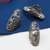 Plata de Ley S925 Accesorios de Pulsera Flor de Loto Fénix Flor de Murciélago Hebilla de Pulsera Antigua Vintage Anillo de Presión