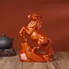 Enfeite Cavalo Vermelho Cavalo de Madeira Sólida para Sucesso Artesanato Presente Escultura em Jacarandá Cavalo do Zodíaco Decoração de Sala de Estar