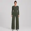 Conjunto de Ropa de Yoga Transfronterizo Ajustado Secado Rápido Camiseta de Manga Larga Top Correr al Aire Libre Fitness Pantalones Rectos Sueltos Conjunto