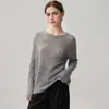 Nuevo Suéter de Punto Fino con Lentejuelas y Cachemir para Otoño/Invierno Cuello Redondo Manga Larga para Mujer Hueco de Ganchillo Holgado Camiseta Base Superior