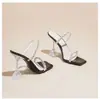 Sandalias de Tacón Alto con una Sola Tira de Pedrería Nuevas de Verano 2023 para Mujer, Tacón Fino, Transparentes, Impresionantes Sandalias de Tacón Alto Plateadas