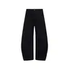 Pantalones Casuales Unisex de Pierna Ancha Curva, Color Sólido, Estilo Americano Transfronterizo, Otoño 2026, en Negro y Blanco, Largo Tres Cuartos